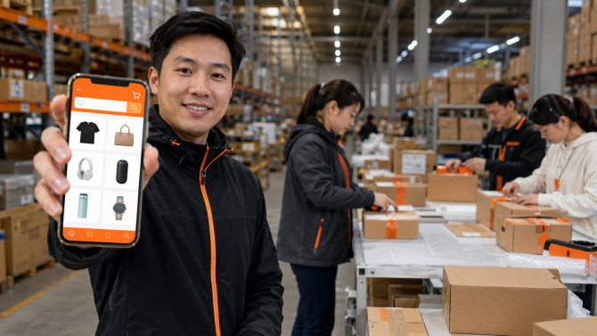 Logistics and order fulfillment of Temu in a modern e-commerce warehouse